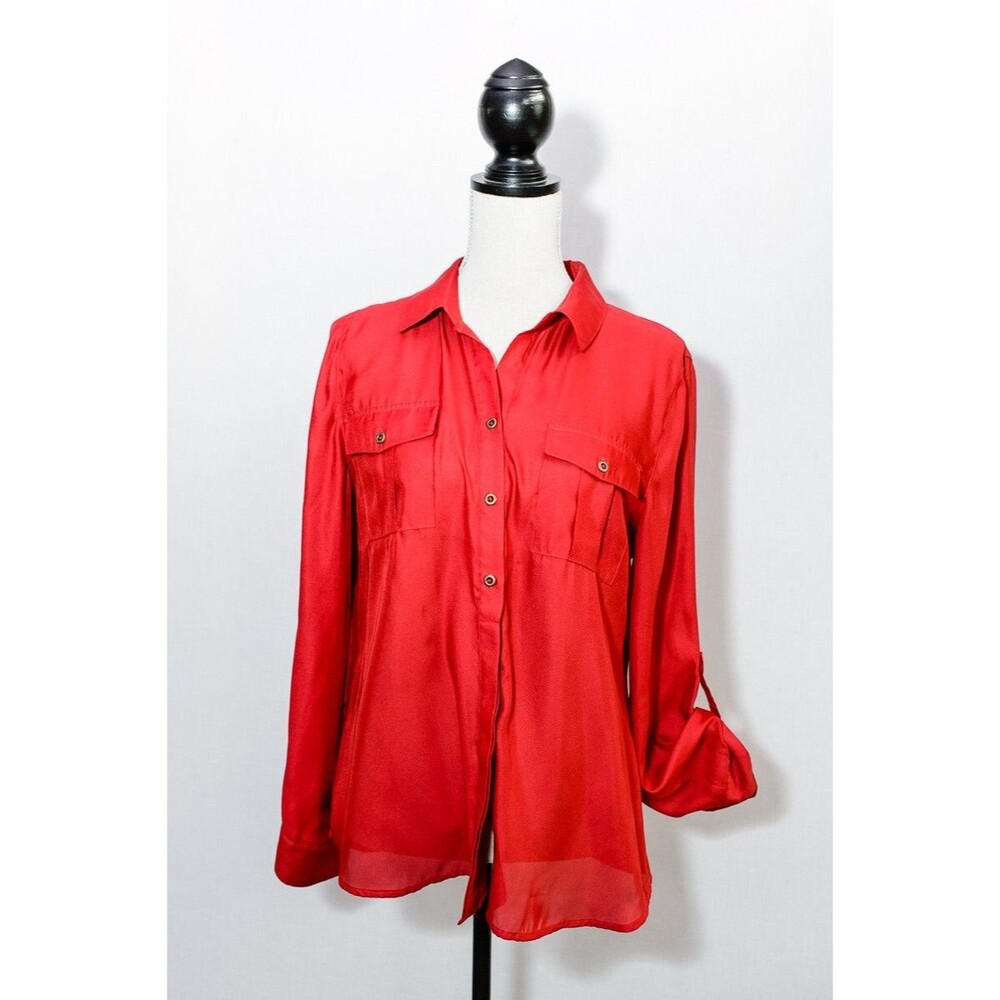 Chico's Blouse Small Button Down shirt Red Size 1 8 S